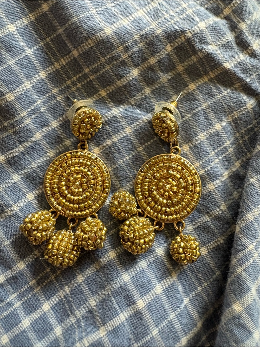 Gold-Tone Beaded Chandbali Drop Earrings